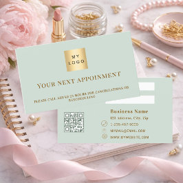 Sage green QR business logo appointment card Rabattkarte