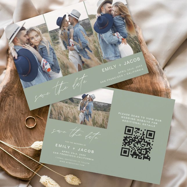 Sage Green QR Code Modern Save the Date 4 Foto (Von Creator hochgeladen)