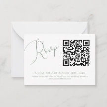 Sage Green QR Code Wedding Website RSVP Card