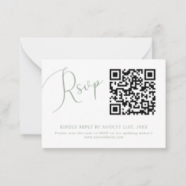 Sage Green QR Code Wedding Website RSVP Card Mitteilungskarte