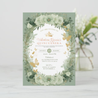 Sage Green Quinceañera 15 Anos Einladung