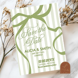 Sage Green Quirky Streifen Hochzeitsempfehlung Einladung
