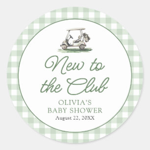 Sage Green Rahmen Golf Neues Clubmitglied Baby Sho Runder Aufkleber
