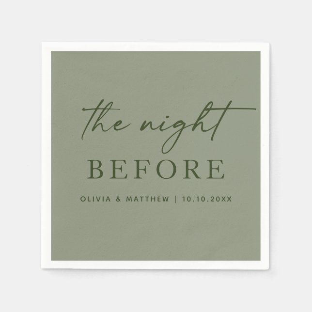 Sage Green Rehearsal Dinner | The Night Before Serviette (Vorderseite)