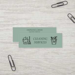 Sage Green Reinigungsdienstleistungsunternehmen  Mini Visitenkarte