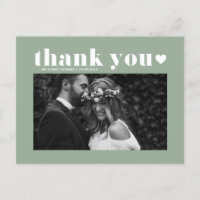 Sage Green Retro Bold Typografy Wedding Danke