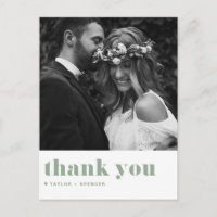 Sage Green Retro Bold Typografy Wedding Danke