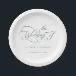 Sage Green Romantic Classy Calligraphy Wedding Pappteller<br><div class="desc">Die einfache Brautpapiertafel in Weiß und Weiß zeichnet sich durch eine elegante,  romantische Wirble Kalligraphie aus. Für eine weiter gehende Anpassung dieses Designs klicken Sie bitte auf den BUTTON BLAU DESIGN TOOL oben!</div>