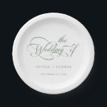 Sage Green Romantic Classy Calligraphy Wedding Pappteller<br><div class="desc">Die einfache Brautpapiertafel in Weiß und Weiß zeichnet sich durch eine elegante, romantische Wirble Kalligraphie aus. Für eine weiter gehende Anpassung dieses Designs klicken Sie bitte auf den BUTTON BLAU DESIGN TOOL oben!</div>