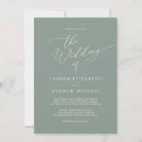 Sage Green Romantic Minimalistisch Wedding Einladu