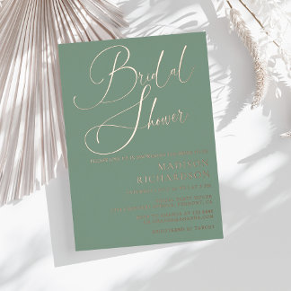 Sage Green Rose Gold Foil Modernes Brautparty Folieneinladung