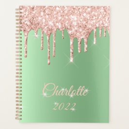 Sage Green Rose Gold Tropfen Glitzer Sparkone Mono Planer