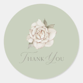 Sage Green Rose “Thank You” Wedding Runder Aufkleber