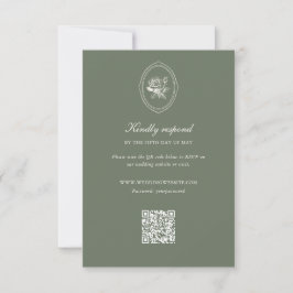 Sage Green Rose Wedding Details RSVP Karte