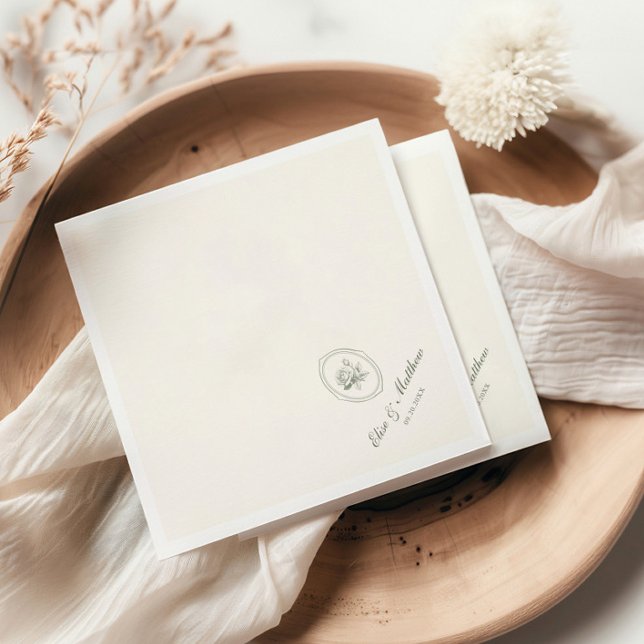 Sage Green Rose Wedding  Serviette (Von Creator hochgeladen)