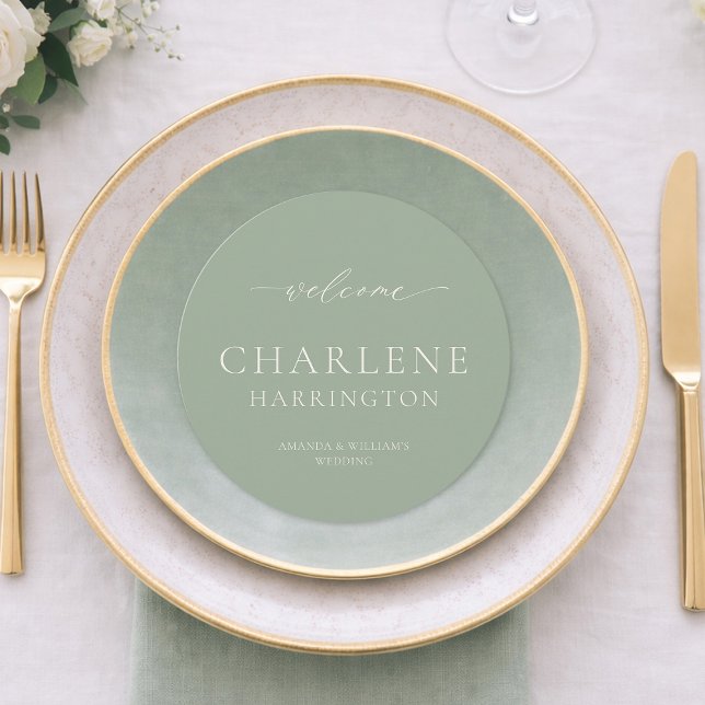 Sage Green Round Wedding Menu (Créateur téléchargé)