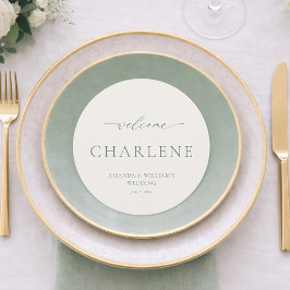 Sage Green Round Wedding Menu Card Menükarte
