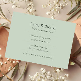 Sage Green RSVP Card | Minimal Elegant Wedding Res Karte