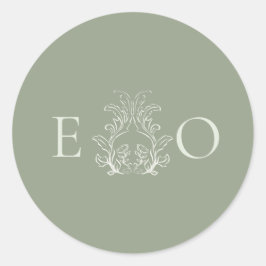 sage green runder aufkleber