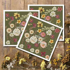 Sage Green Rustic boho Wildblume Serviette