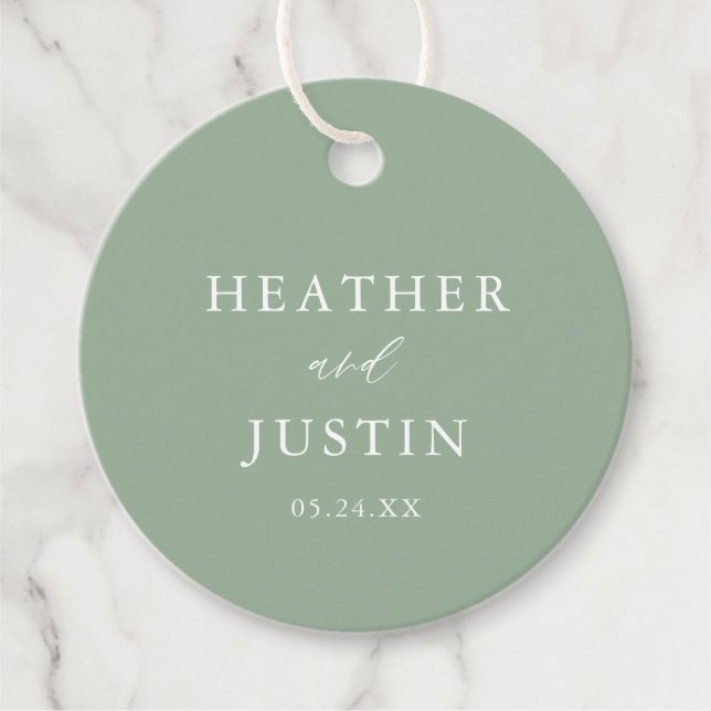 Sage Green Rustic Elegante Hochzeit Geschenkanhänger (Vorderseite)