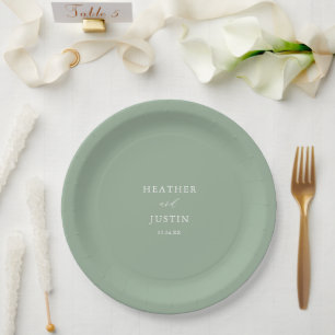 Sage Green Rustic Elegante Hochzeit Pappteller