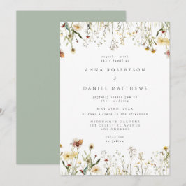 Sage Green Rustic Wildflower Wedding Invitation Einladung