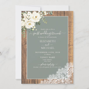 Sage Green Rustic Wood Script Post Hochzeit Brunch Einladung