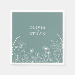 Sage Green, Rustikal, Wildblumen Hochzeit Napkins Serviette