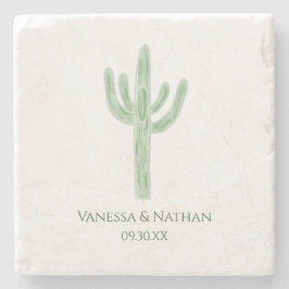 Sage Green Saguaro Cactus Gastgeschenk Hochzeit Steinuntersetzer