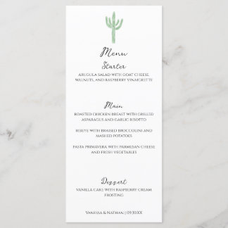 Sage Green Saguaro Cactus Mariage vertical Menu