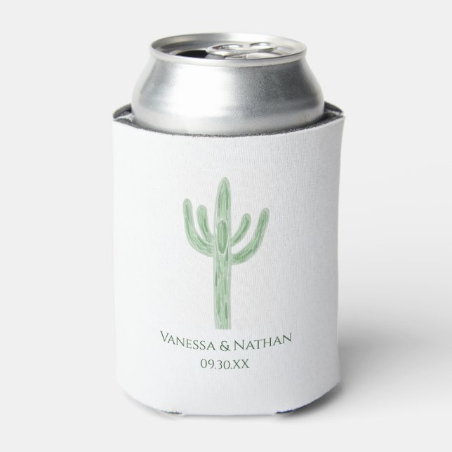Sage Green Saguaro Cactus Wedding Dosenkühler (Kanne Vorderseite)