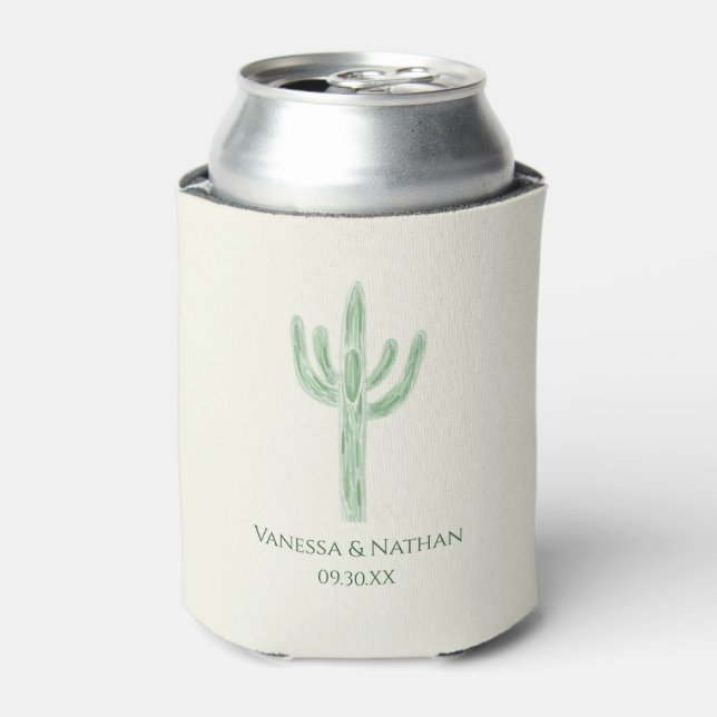 Sage Green Saguaro Cactus Wedding Dosenkühler (Kanne Vorderseite)