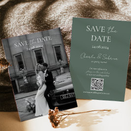 Sage Green Save the Date Card mit QR Code für Hoch