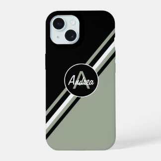 Sage Green , Schwarzweiß personalisiert iPhone 15 Hülle