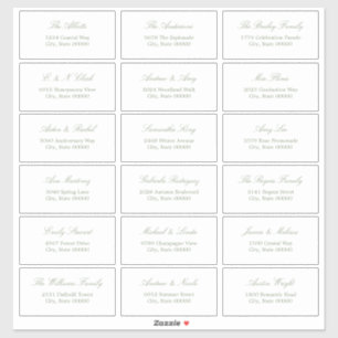 Sage Green Script 18 Étiquettes de adresse invités