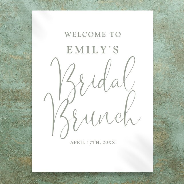 Sage Green Script Bridal Brunch Begrüßungszeichen Poster (Sage Green Script Bridal Brunch Welcome Sign)