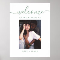 Sage Green Script Foto Wedding Welcome Sign