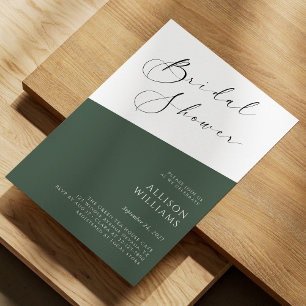 Sage Green Script Moderne Bridal Douche Invitation
