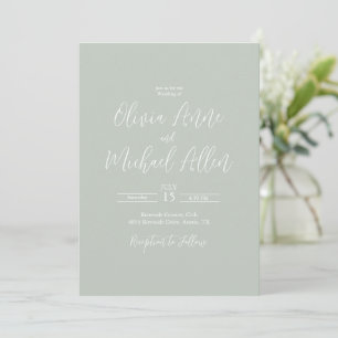 Sage Green Script Moderne Hochzeitseinladung Einladung