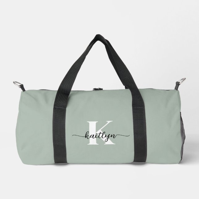 Sage Green Script Monogram Duffle Bag (Vorderseite)