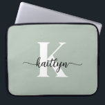 Sage Green Script Monogram Laptopschutzhülle<br><div class="desc">Diese schlichte,  elegante 15"-schlanke,  grüne Laptop-Hülle mit Ihrem Vornamen in einem trendigen Script-Schriftart in schwarz und Ihr erster Einstieg in einen modernen,  weißen Kappe-Schriftart ist perfekt für Sie. Es ist stilvoll und trendig und dennoch sehr klassisch. Es ist einzigartig - wie du!</div>