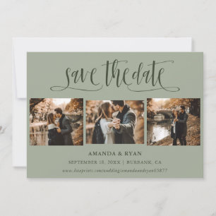 Sage Green Script Wedding Foto Save The Date