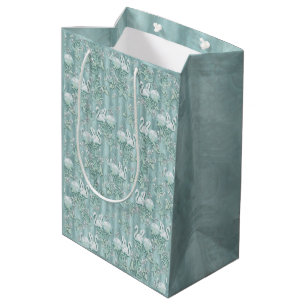 Sage Green Silk Drapes & Flamingos Blume Mittlere Geschenktüte