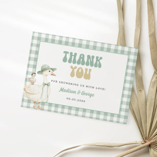 Sage Green Silly Goose Baby Shower Dankeschön Begleitkarte
