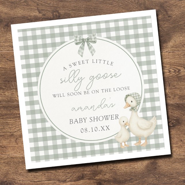 Sage Green Silly Goose Storybook Baby Shower Serviette (Von Creator hochgeladen)