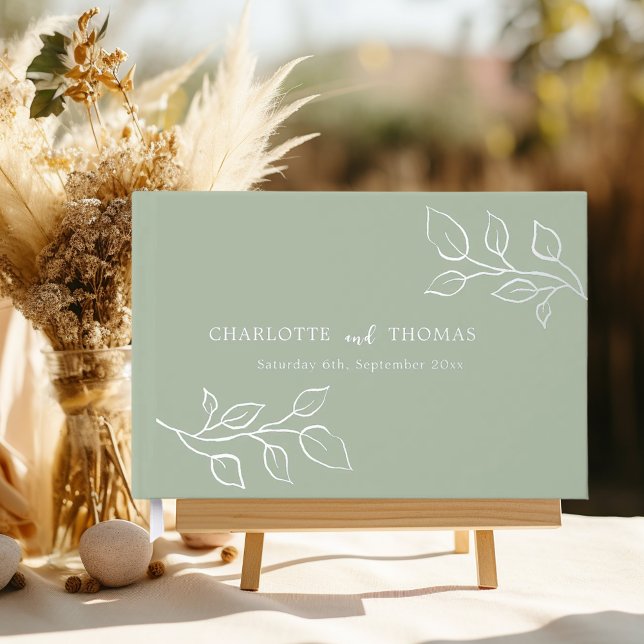 Sage green silver botanical wedding  gästebuch (Von Creator hochgeladen)