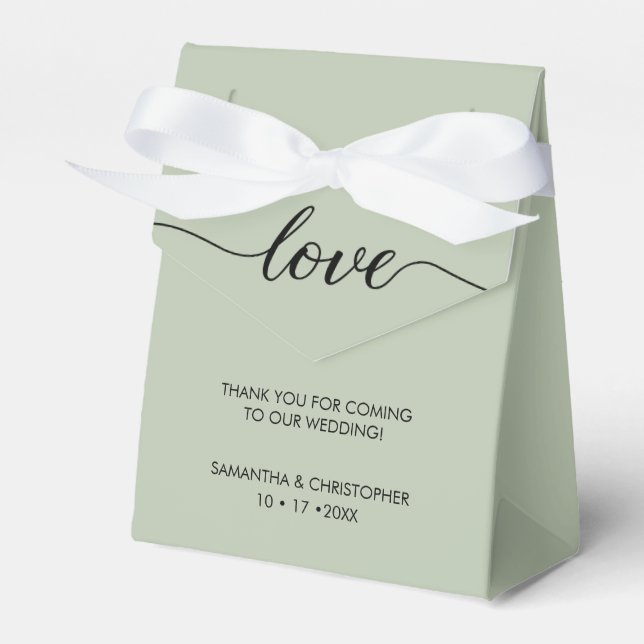 Sage green Simple & Elegant Liebe Wedding ScrIpt Geschenkschachtel (Vorderseite)