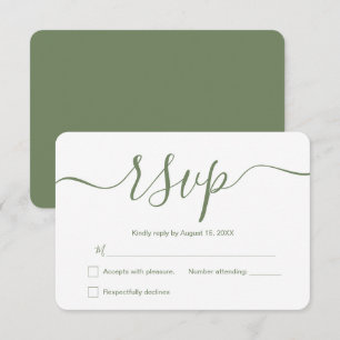 Sage green Simple Elegante Moderne Hochzeit Custom RSVP Karte