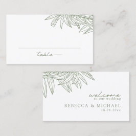 Sage Green Simple Hand Drawing Botanical Flat Platzkarte